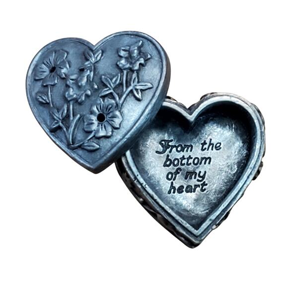 Vtg Torino Floral Pin Brooch Heart Trinket Box 1" Bloomcore - Picture 2 of 8